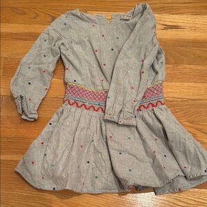 Next UK Gray Kids Dress with Colorful Accents Girls 4-5Y 110cm Polka Dots